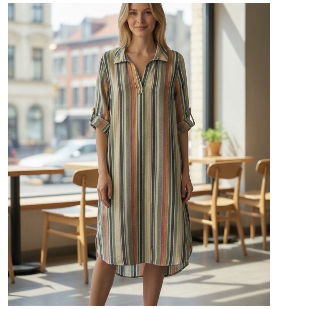 Striped Multicolor Midi Dress